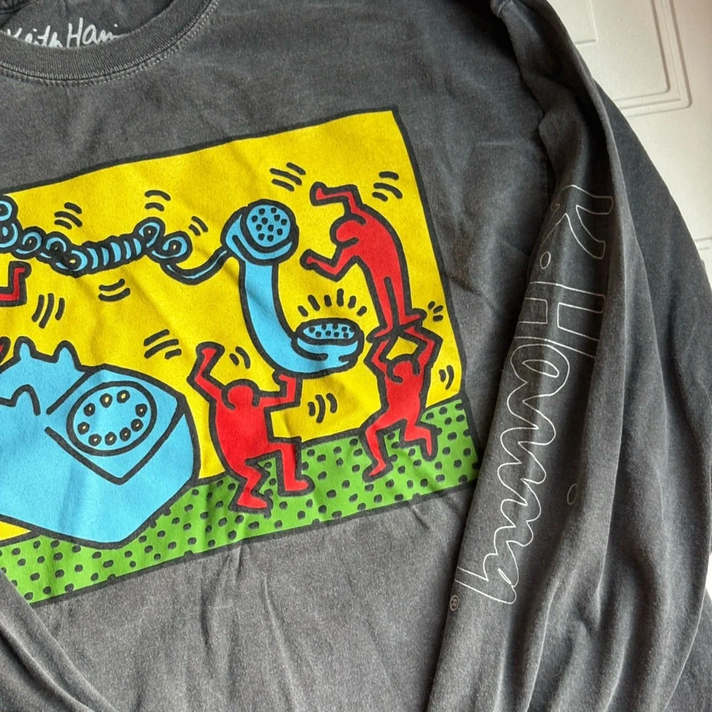 Vintage Keith Haring CollectibleRipple 1992 Long Sleeve Gray Art Shirt Men’s S/M - Picture 2 of 5